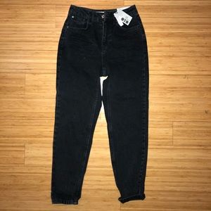 Topshop Moto Washed Black Mom Jeans